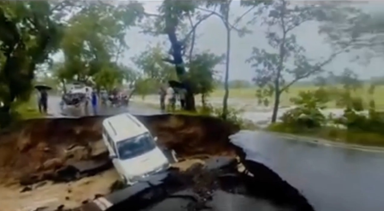 road sank