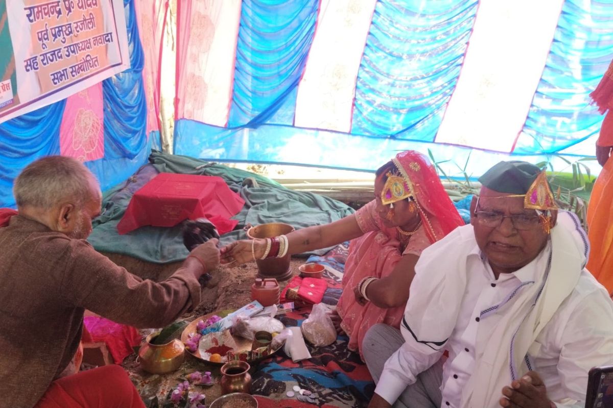 मंदिर निर्माण के लिए भूमि पूजन व शिलान्यास