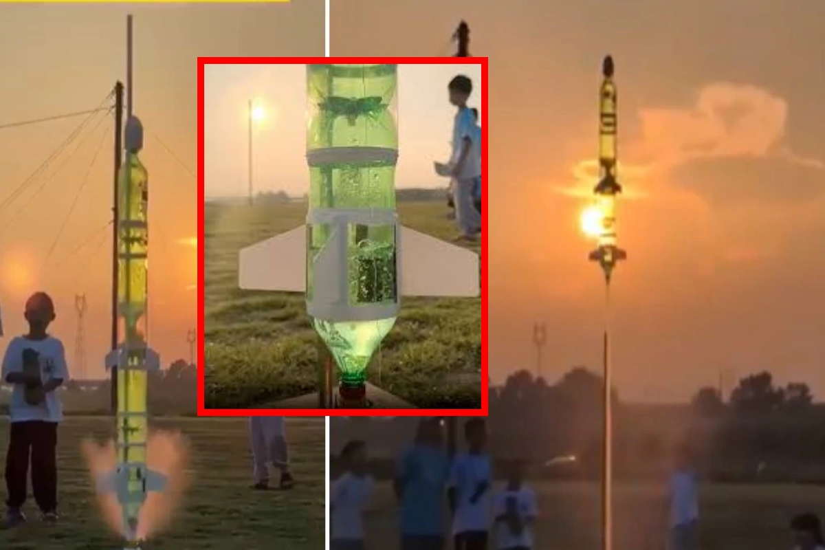 Chinese students DIY 2 stage water rocket launch viral video