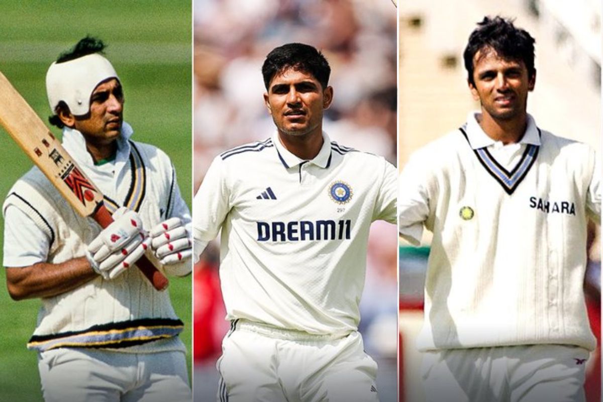 Sunil Gavaskar, Shubman Gill and Rahul Dravid.