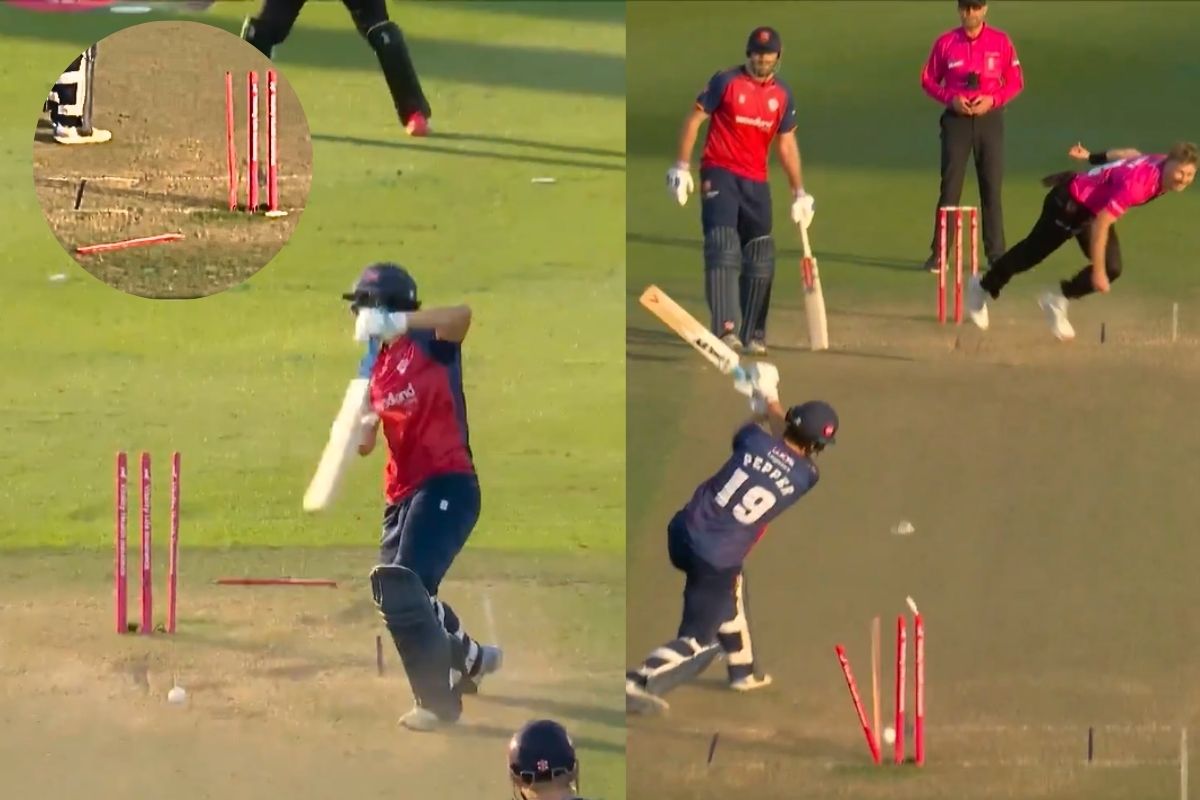 Riley Meredith ripped a stump clean in half during the Vitality Blast
