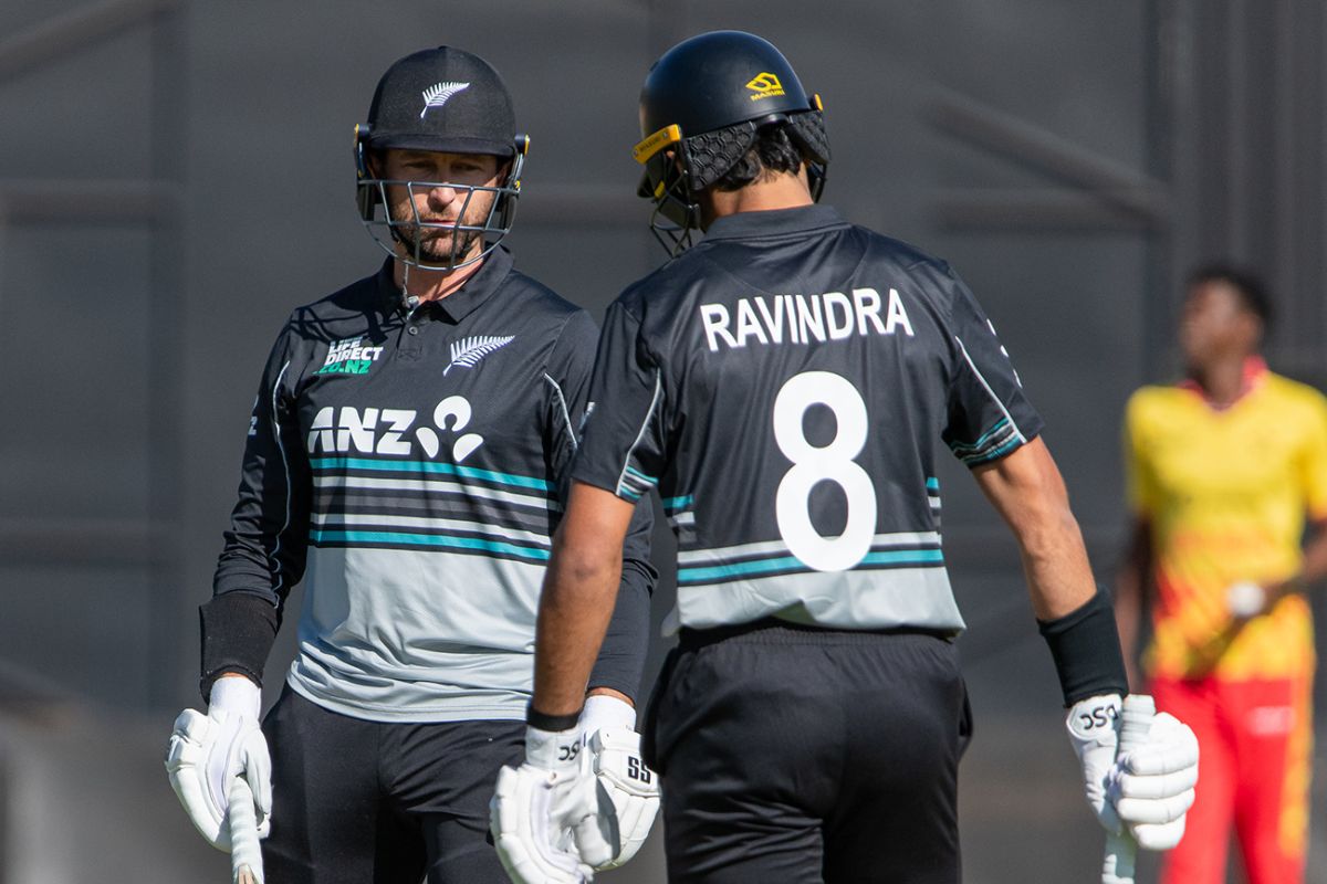Devon Conway and Rachin Ravindra during ZIM vs SA T20I Match