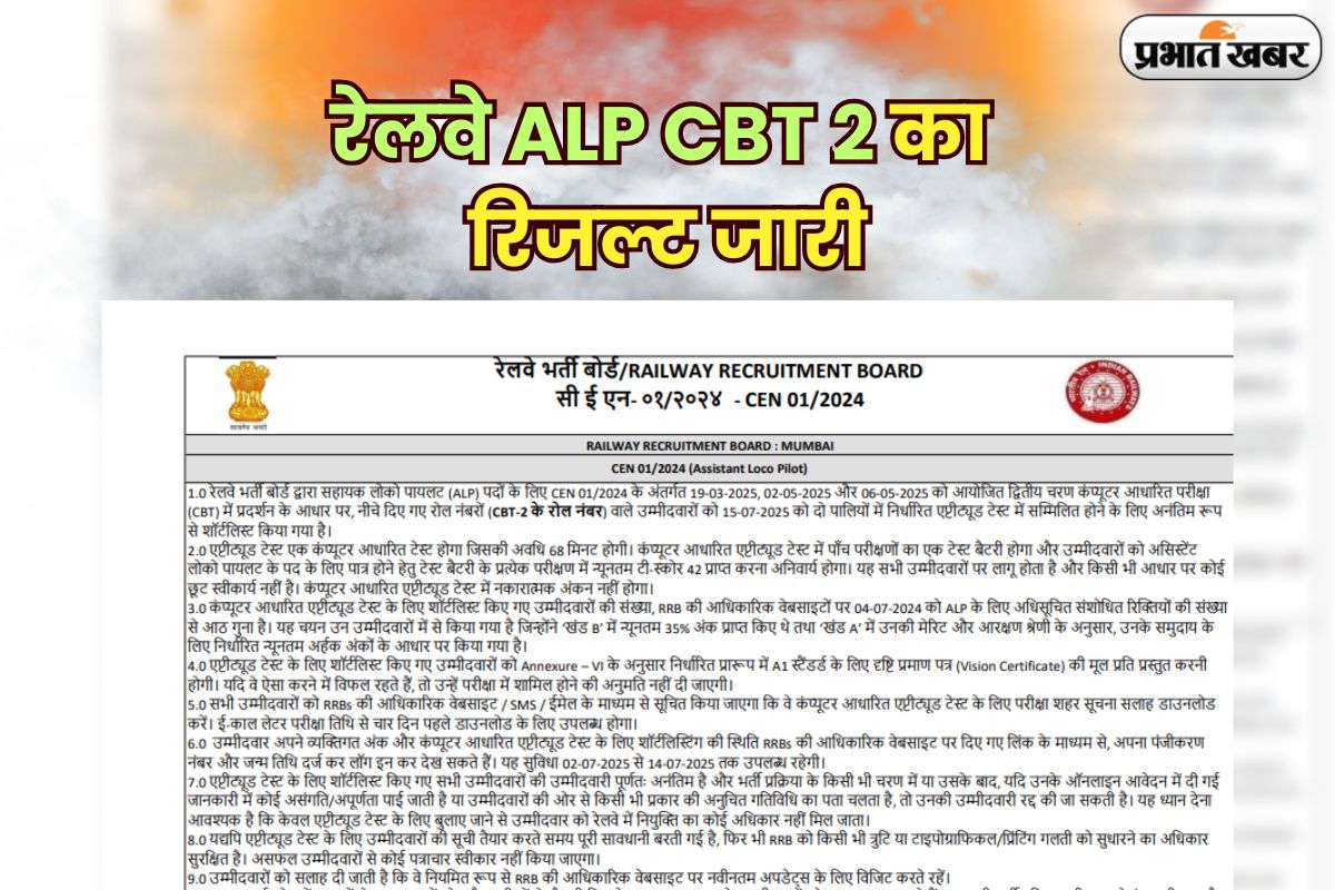 RRB ALP CBT 2 Result 2025 OUT