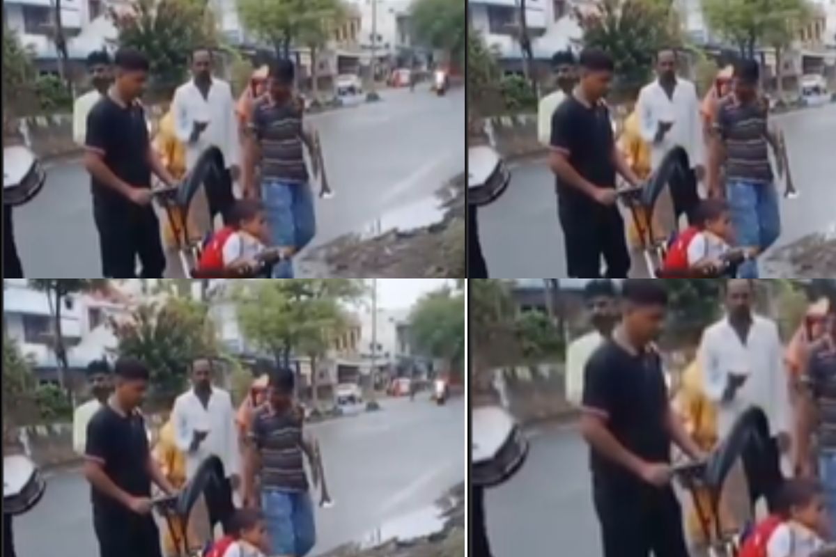Viral Video father celebrate daughter first day of school