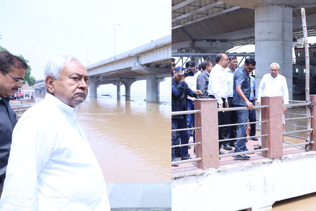 Amidst rising water level CM Nitish reached for Ganga River Inspection