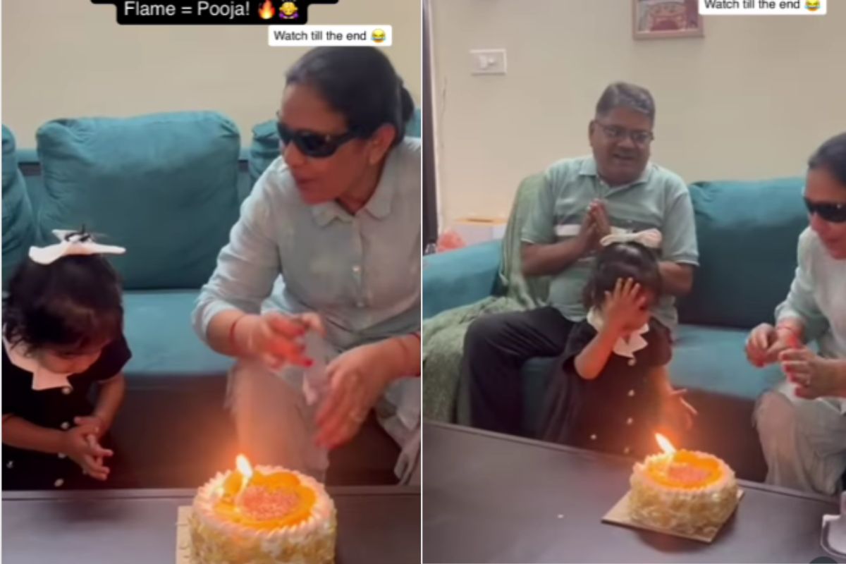 Viral Video Little Girl take aarti from candle