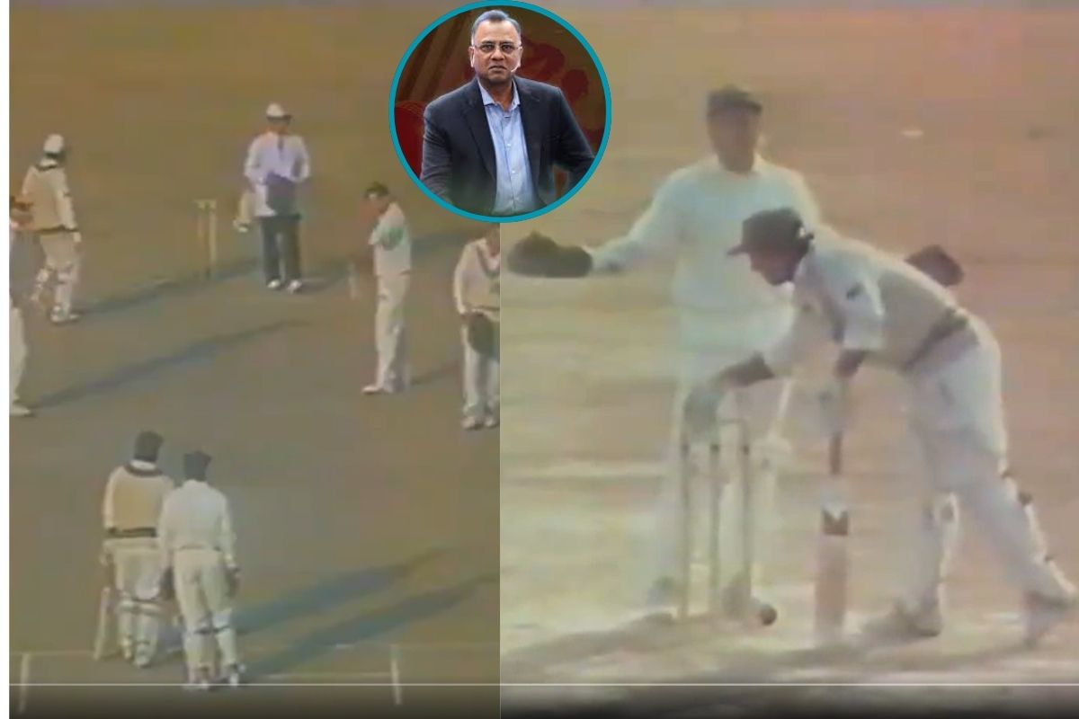 Despite being clean bowled Basit Ali tries to bat.