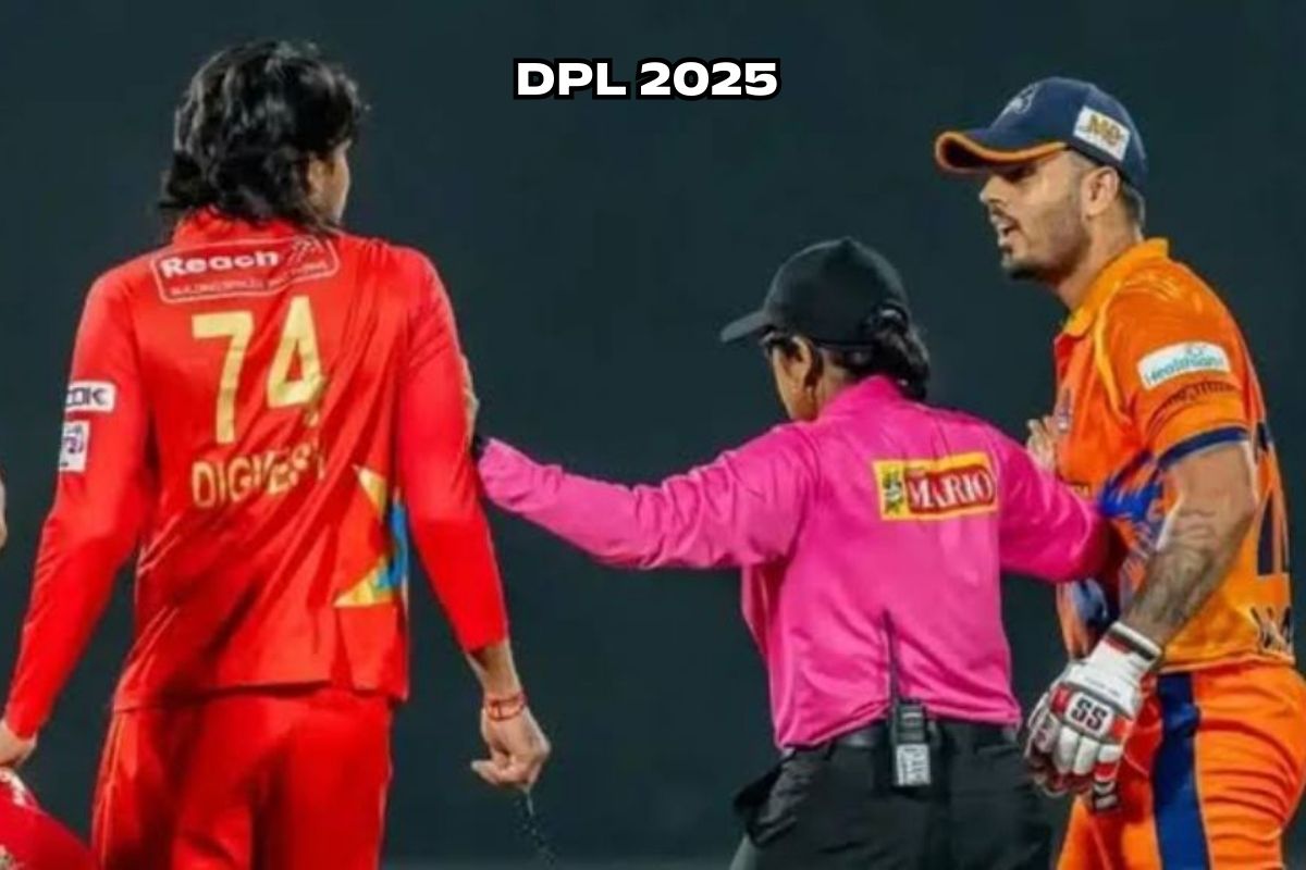 DPL 2025 Fight between Nititsh Rana and Digvesh Rathi.