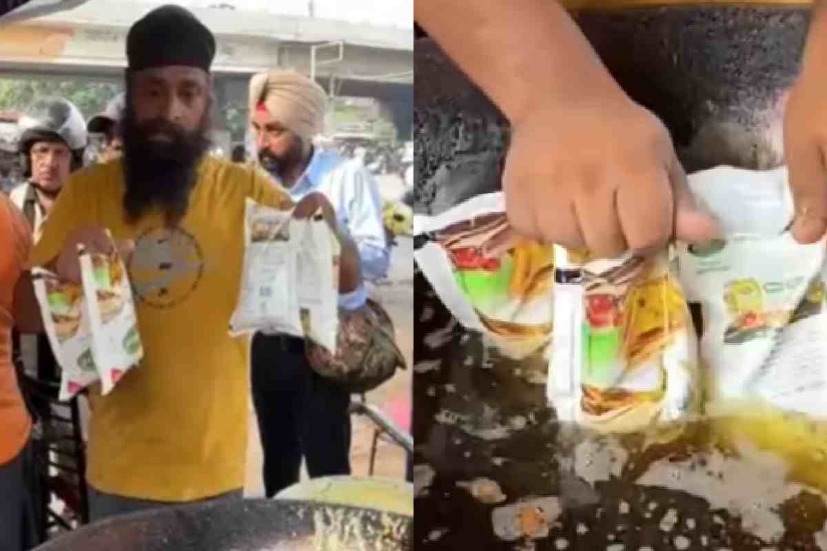 Dipping Oil Packet In Hot Kadhai