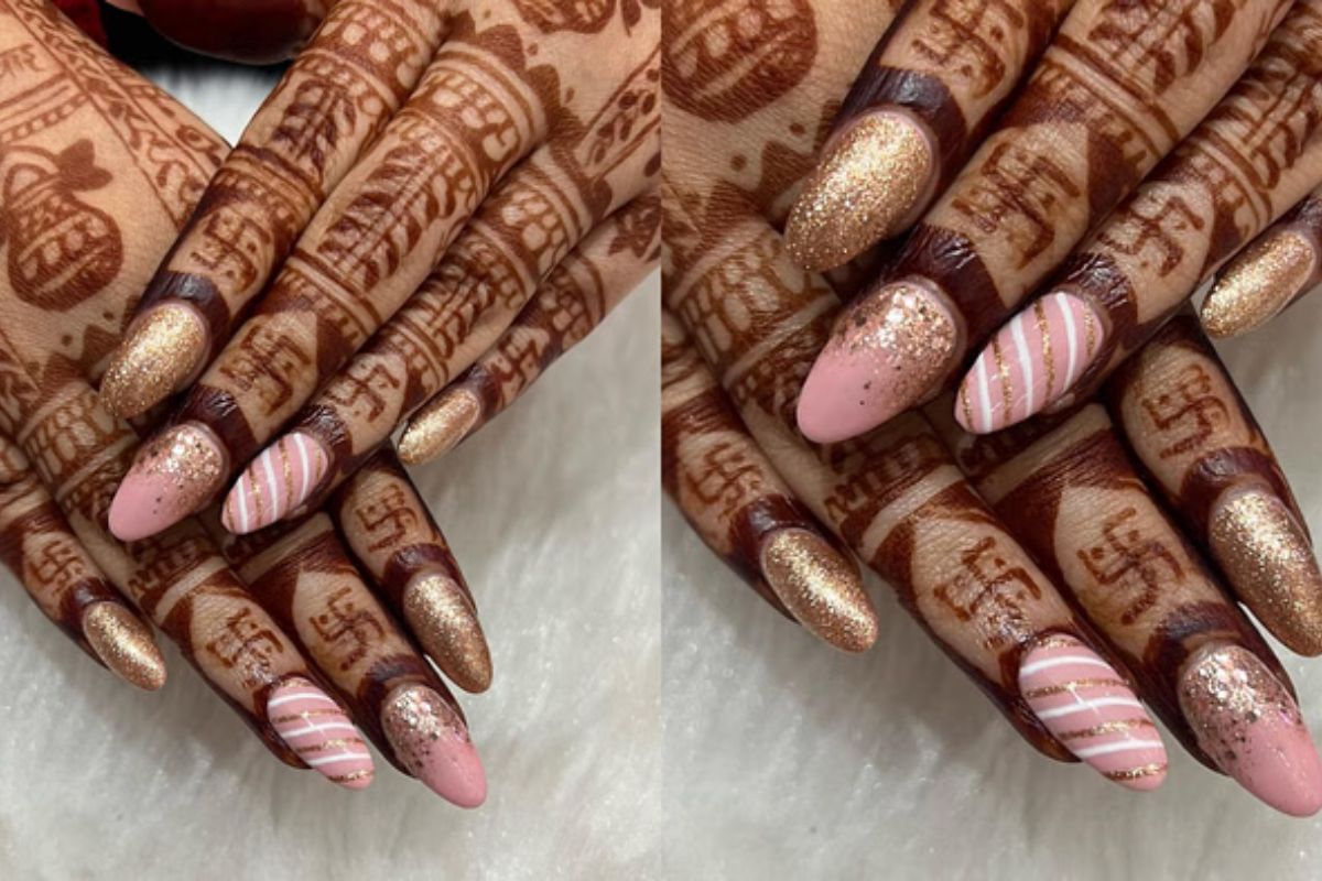 Hariyali Teej nail art