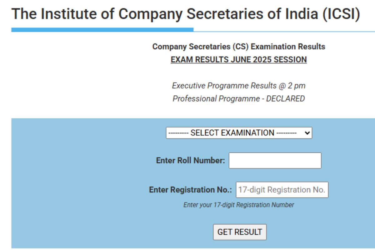 ICSI CS June Result 2025 OUT