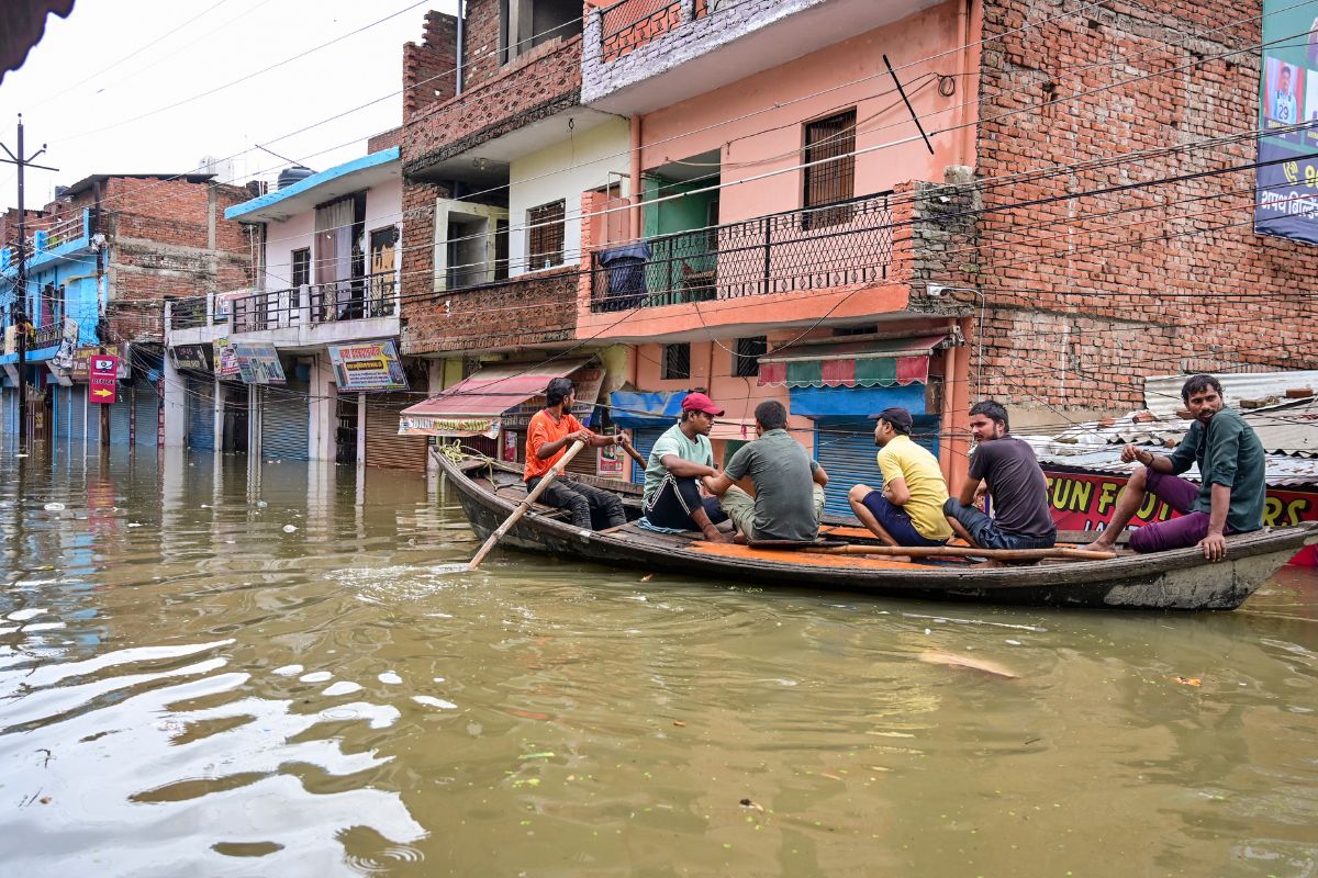 People take a boat ride