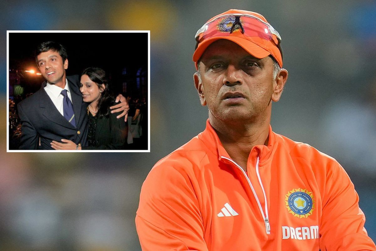 Rahul Dravid as coach of team India. Inset with wife Vijeta.