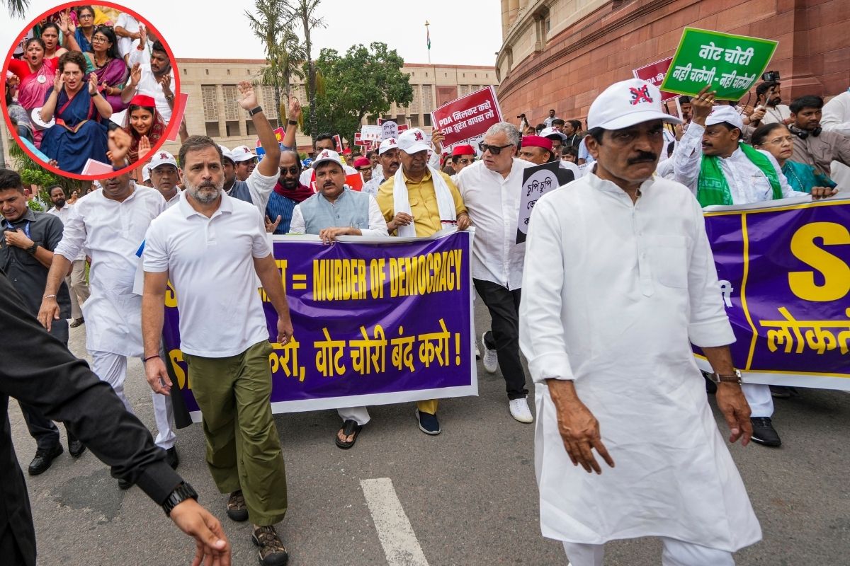 Rahul Gandhi during a protest march