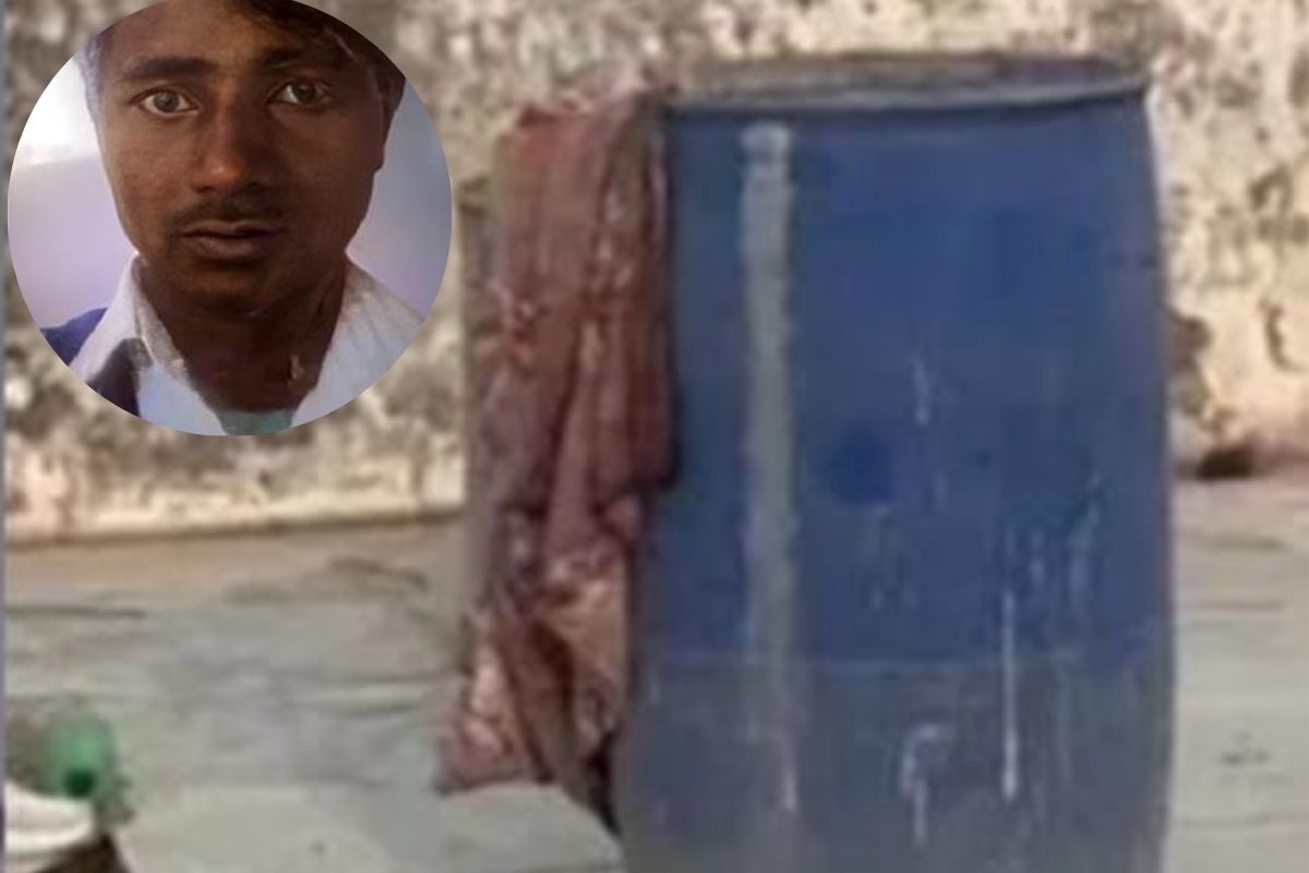 Blue Drum UTTAR PRADESH MAN DEADBODY FOUND BLUE DRUM WIFE AND BOY BOYFRIEND ARRESTED