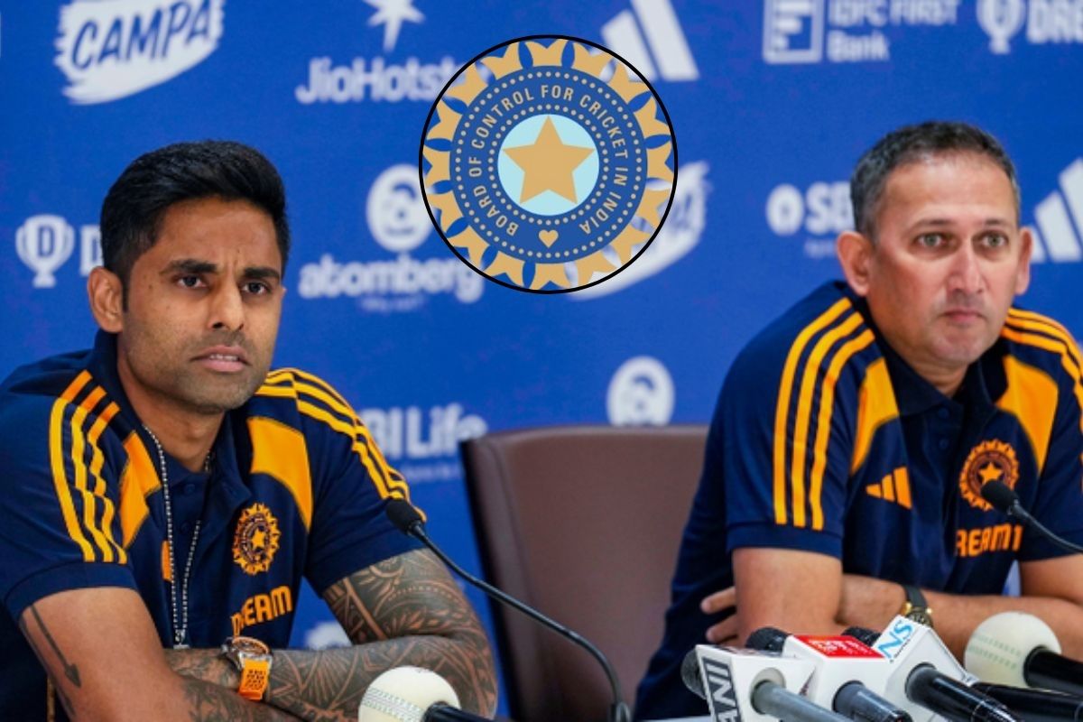 Suryakumar yadav and Ajit agarkar in Press Conference