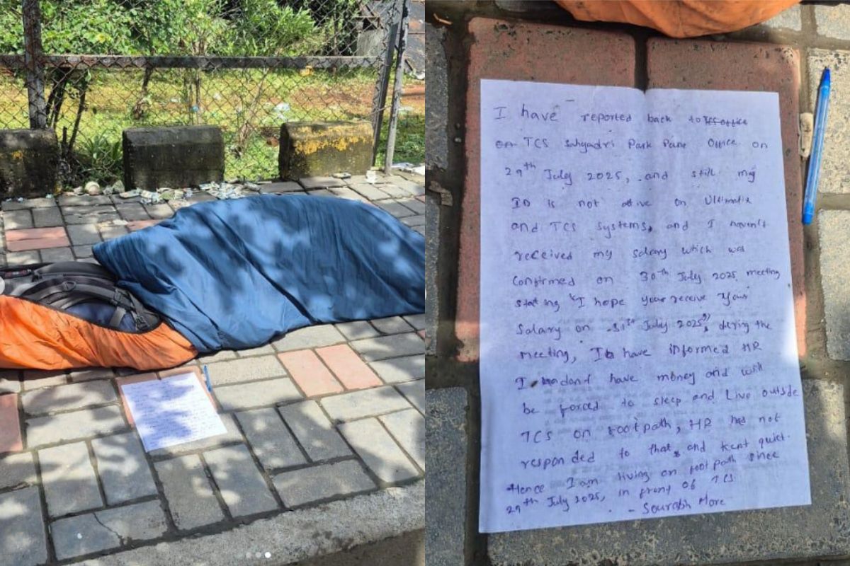 TCS Employee Sleeping On Road