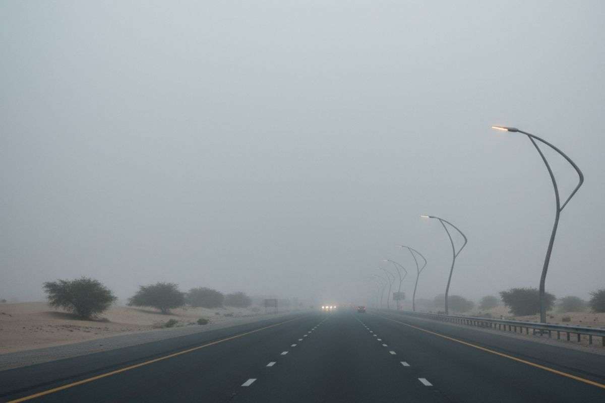 Abu Dhabi Dense Fog/ Ai Generated Image