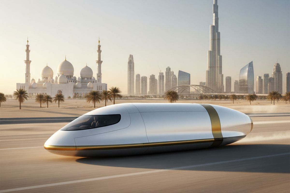 Abu Dhabi To Dubai 30 Minutes bullet train/ Ai Generated Image