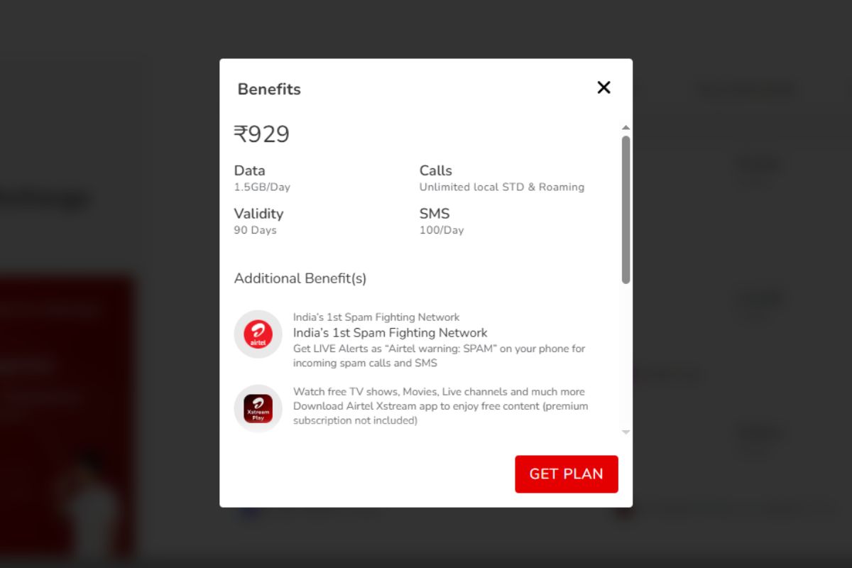 Airtel 90 Days Plan Details