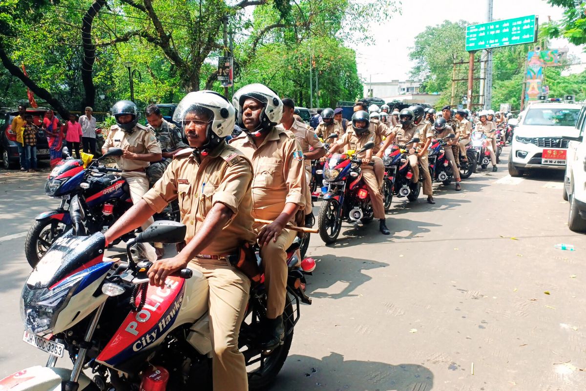 Bike Flag March in Dhanbad Jharkhand News
