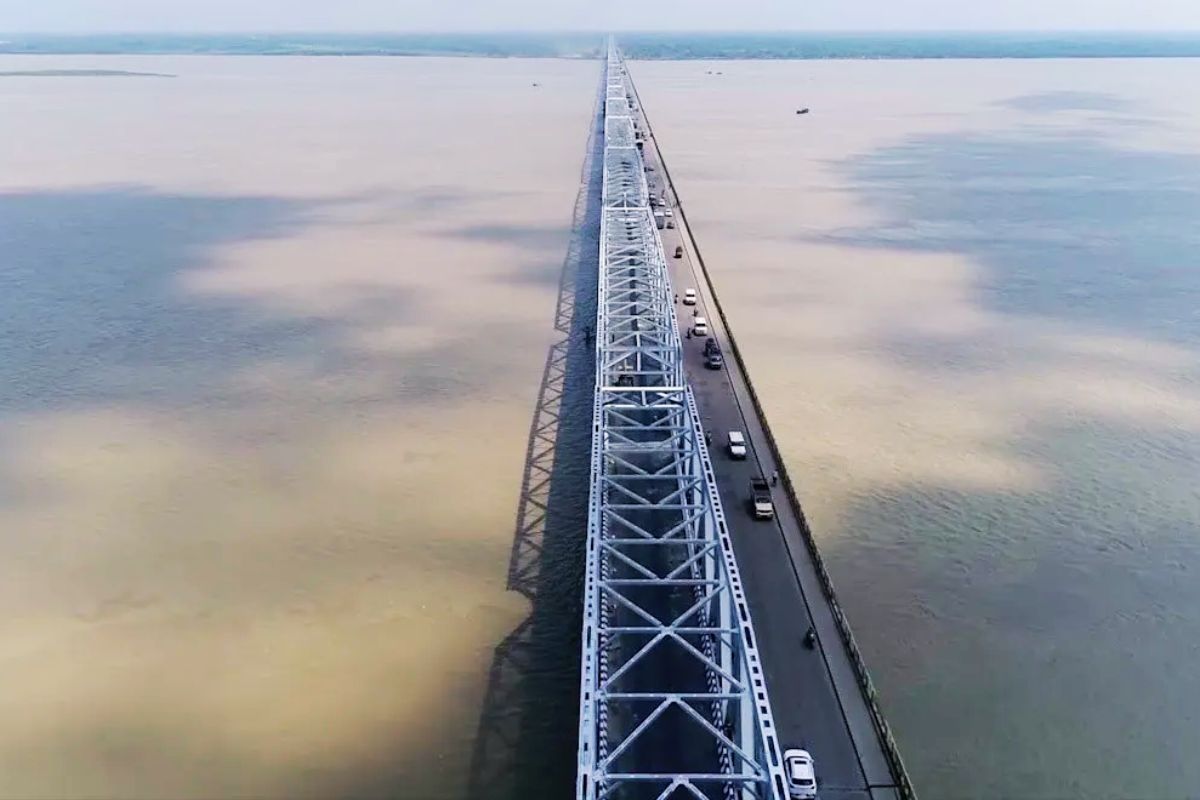 Bridge In Bihar three lane bridge built on Gandak river