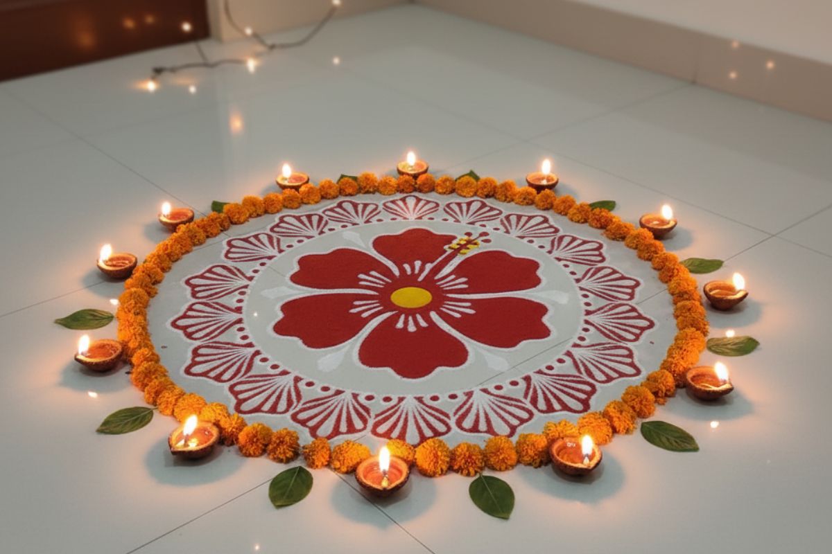 Durga Puja Rangoli Design 1