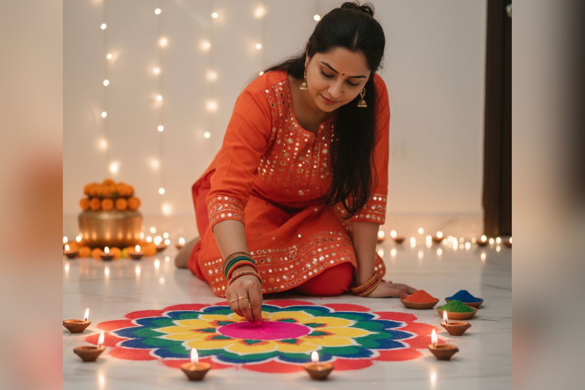 Durga Puja Rangoli Design 7