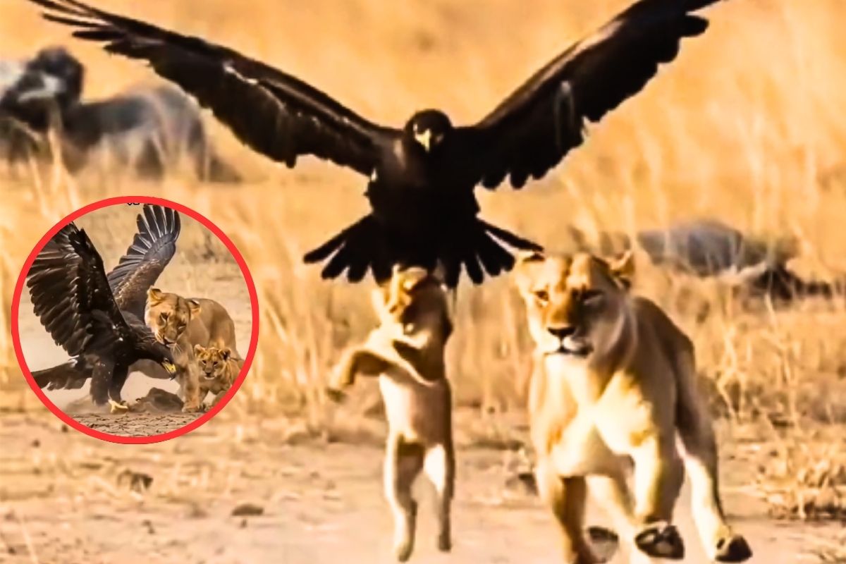 Eagle attack Lion cub