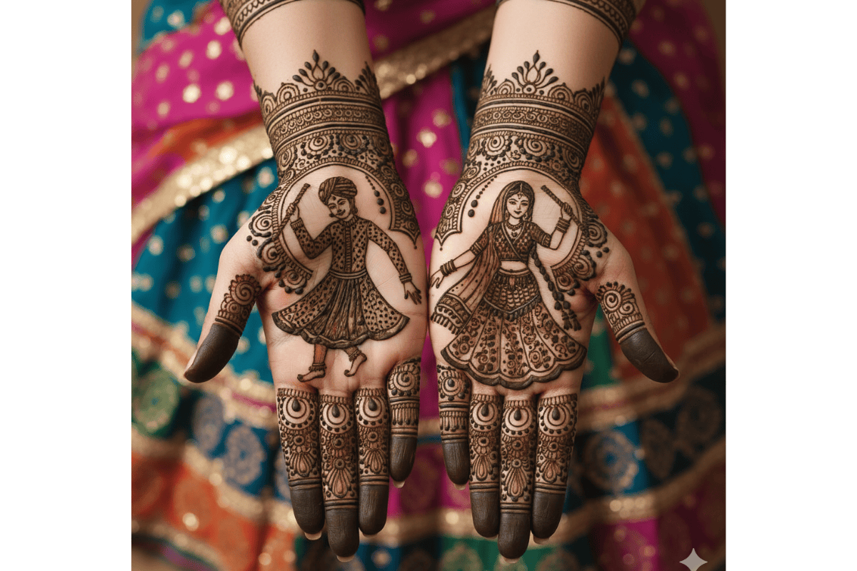 Garba Mehndi Design For Durga Puja