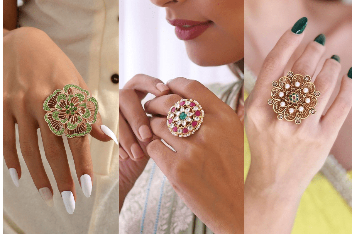 Latest Jadau Ring Design: फेस्टिव सीजन में जरूर ट्राइ करें जड़ाऊ रिंग, देखें लेटेस्ट डिजाइन 1 Jadau Ring Design