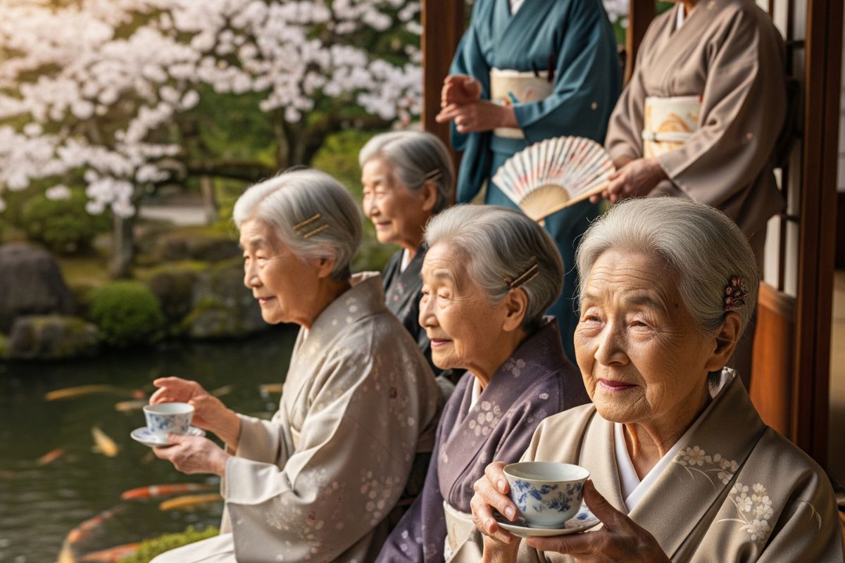 Japan Record Centenarians Women Aging Population / Ai Generated Image