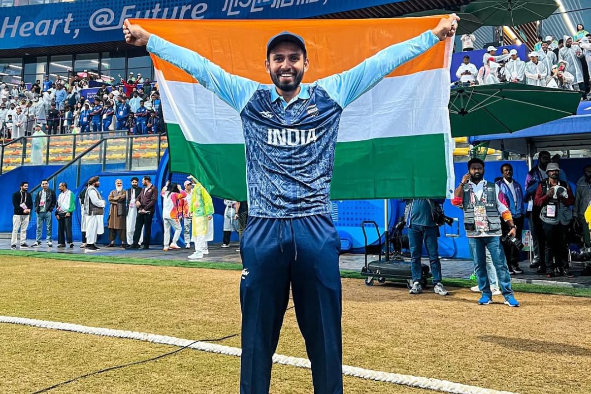 Jitesh Sharma celebrating India's win.