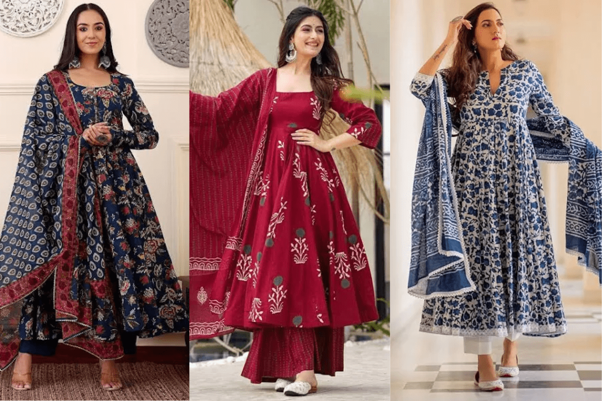 Latest Cotton Anarkali Kurta Set