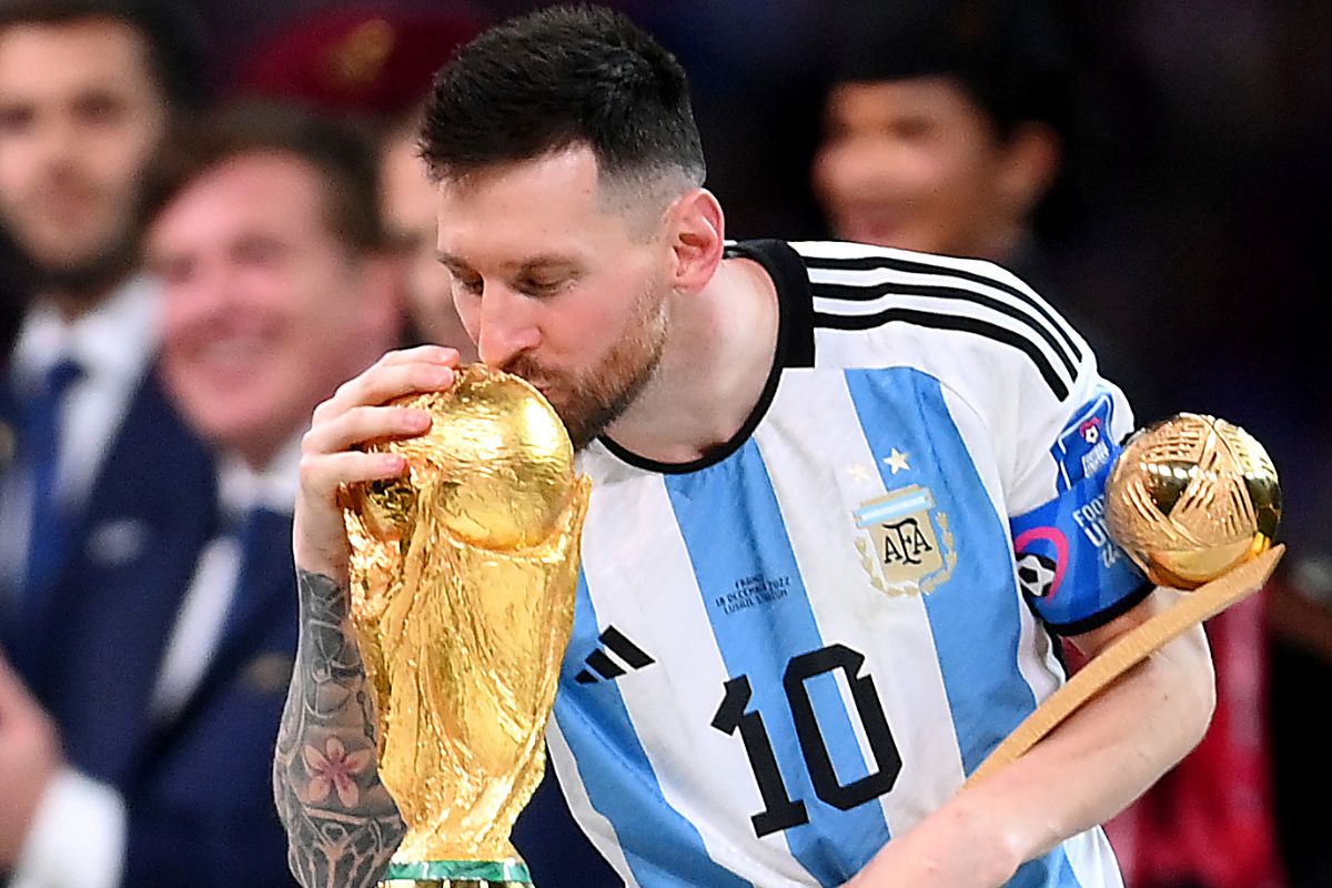 Lionel Messi With FIFA Trophy