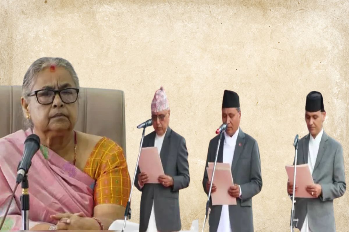 Nepal Interim Government Three Ministers kulman ghising om prakash aryal rameshwar khanal oath
