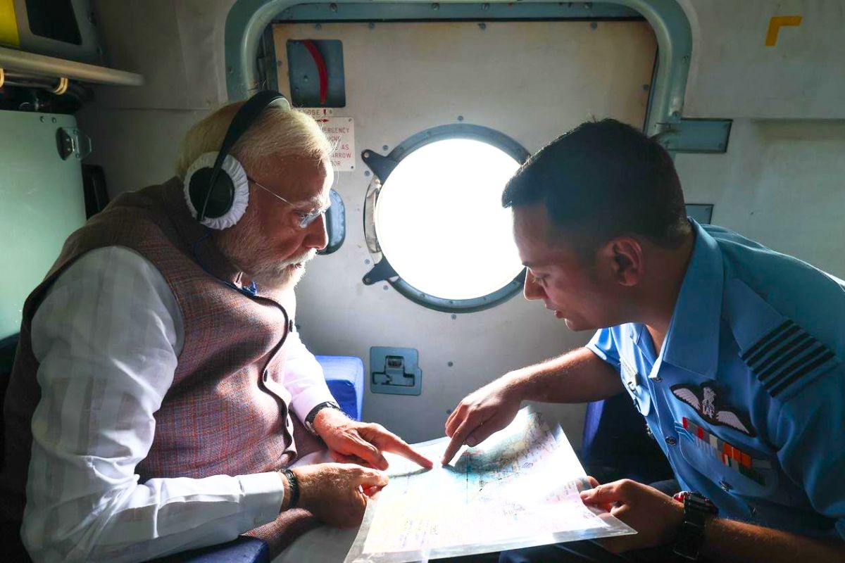 PM Modi aerial survey