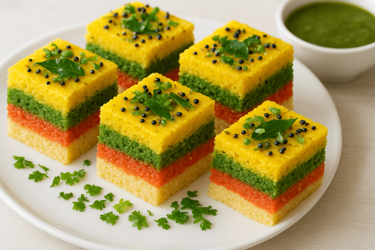 Rainbow Dhokla Recipe: नाश्ते में बनाएं रंग बिरंगा स्पन्जी ढोकला वो भी बिना केमिकल के 2 Rainbow Dhokla Recipe