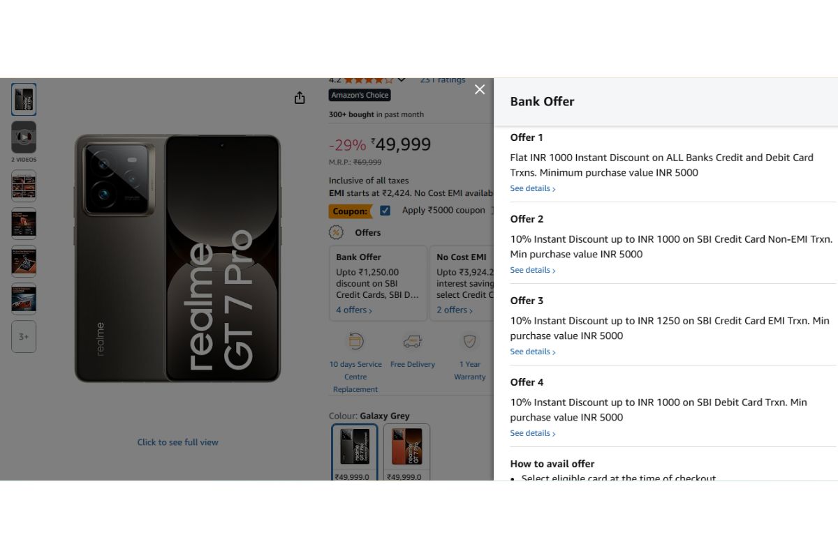 Realme Gt 7 Pro Bank Offers On Amazon