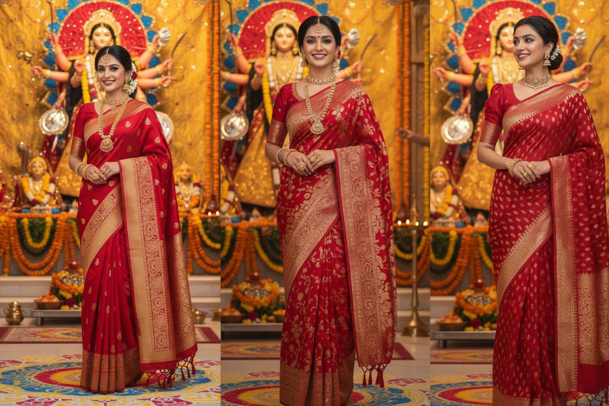 Red Saree Design 2