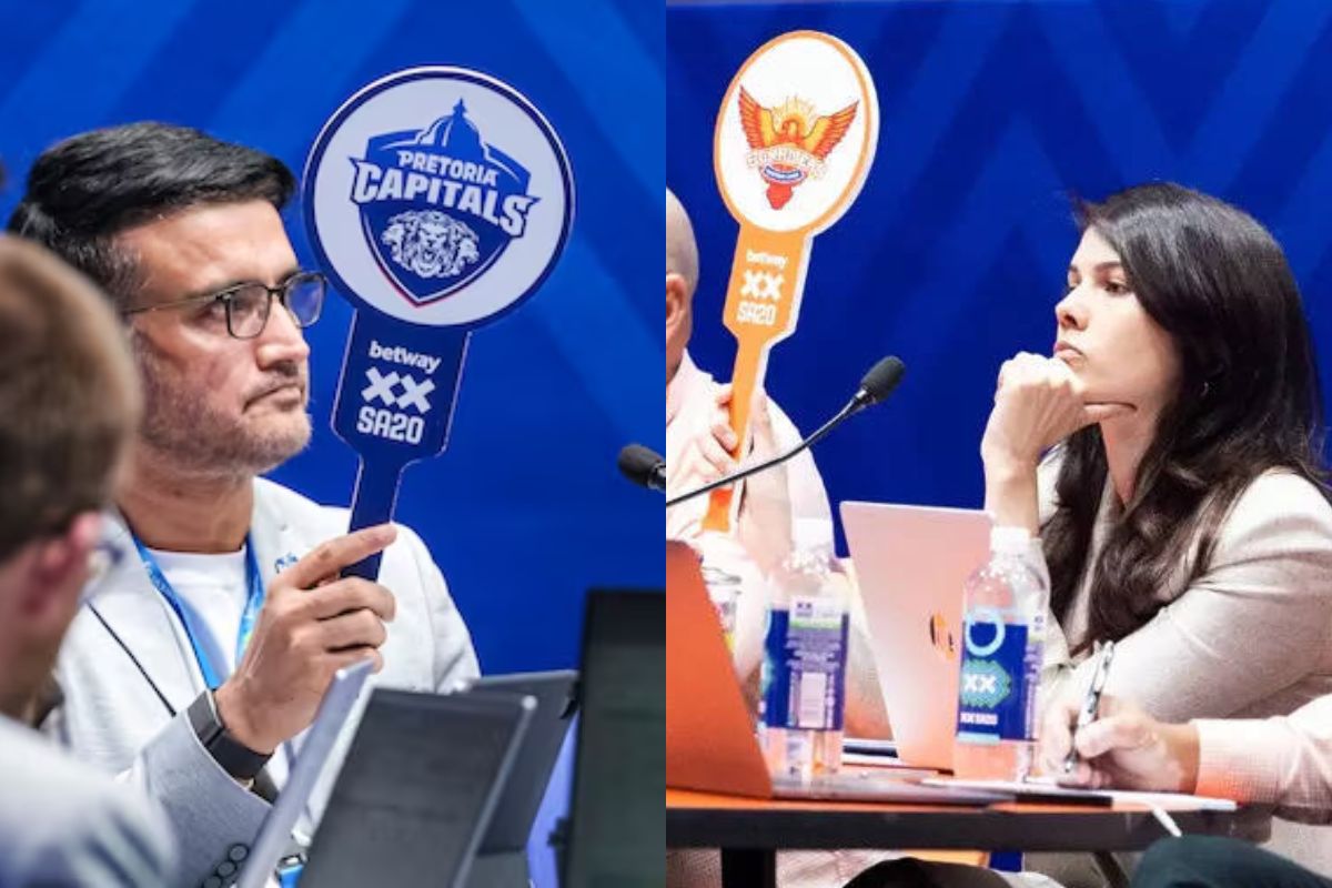 Saurav Ganguly and Kavya Maran in SA20 League Auction