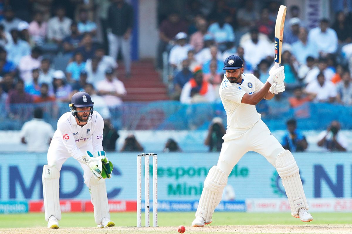IND vs ENG Test Match Sheryas Iyer Playing Shot