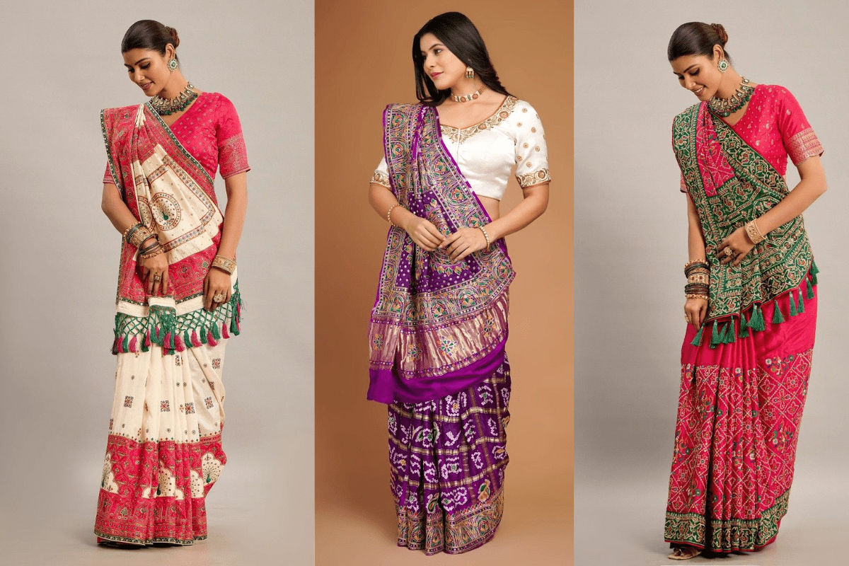 Simple Gujrati Saree Look