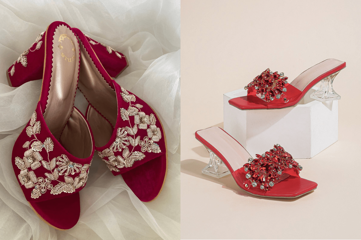 Stylish Heels With Saree