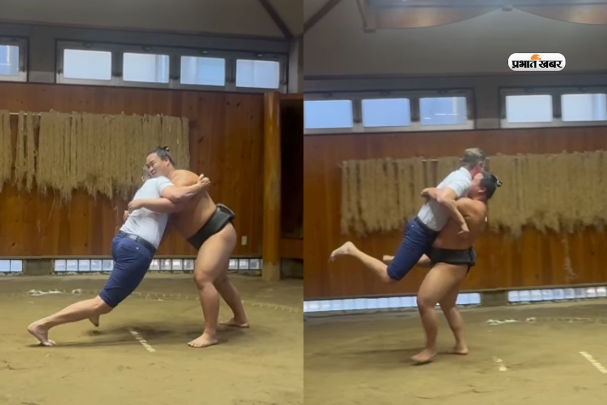 Trump Son Eric Struggles Sumo Ring Against Legend Yokozuna