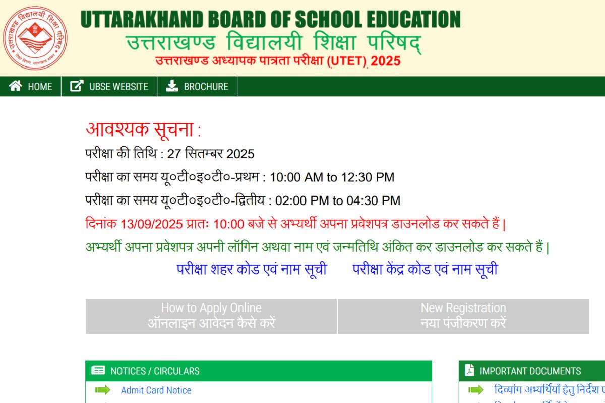 UTET Admit Card 2025
