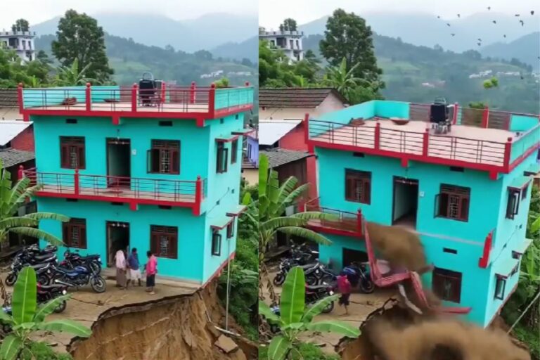 VIRAL VIDEO: पलक झपकते ही धंस गयी पूरी बिल्डिंग, एक ने भागकर बचायी जान, मलबे में दबे दो लोग