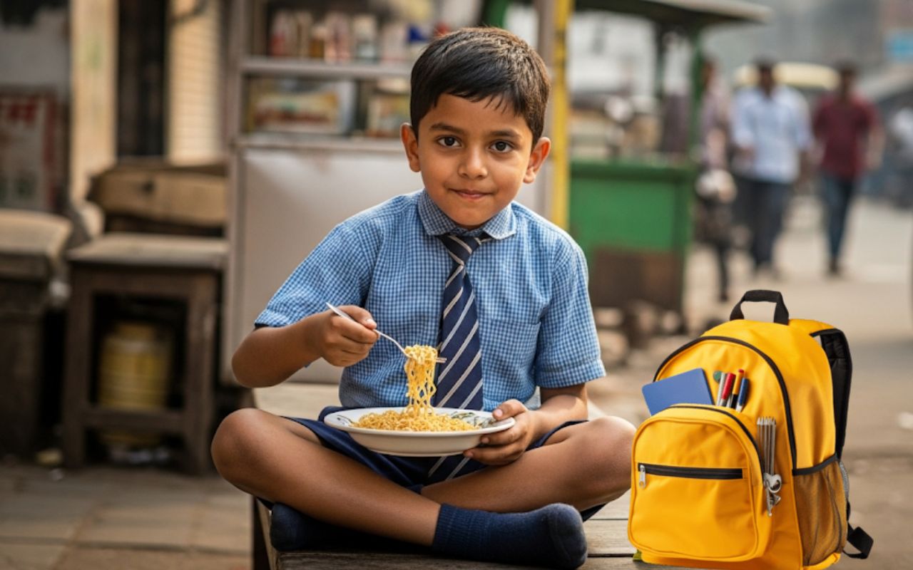 Viral video: Cute kid eating video on roadside