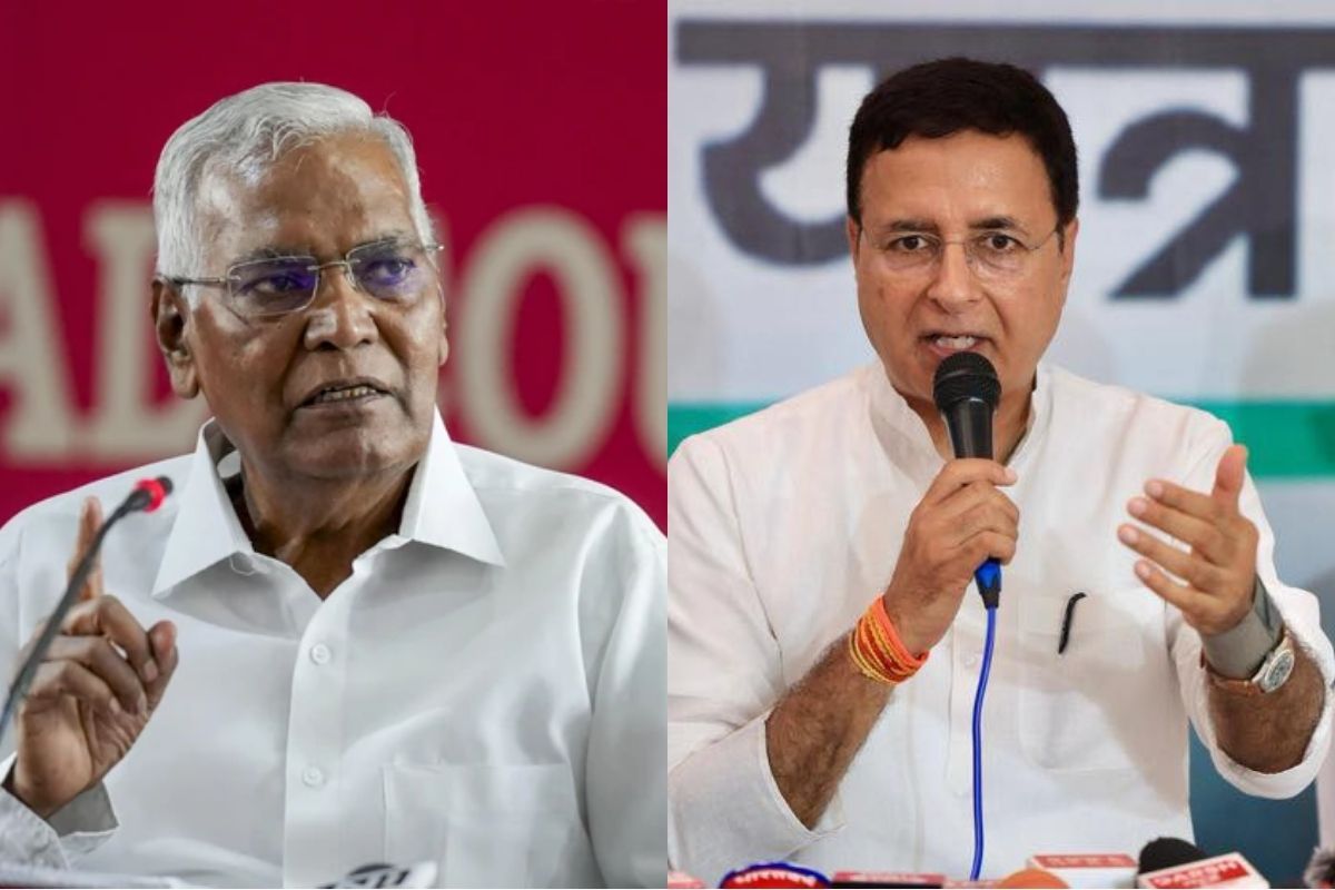 D. Raja and Randeep Surjewala in Voter Adhikar Yatra