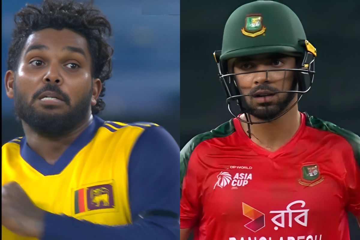 Wanindu Hasranga and Saif Hasan clash during BAN vs SL Super 4 Match.